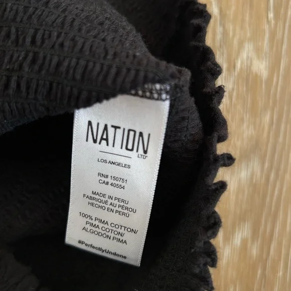 Nation LTD Bianca Smocked 80's Puff Sleeve Tee Black - Picture 8 of 9